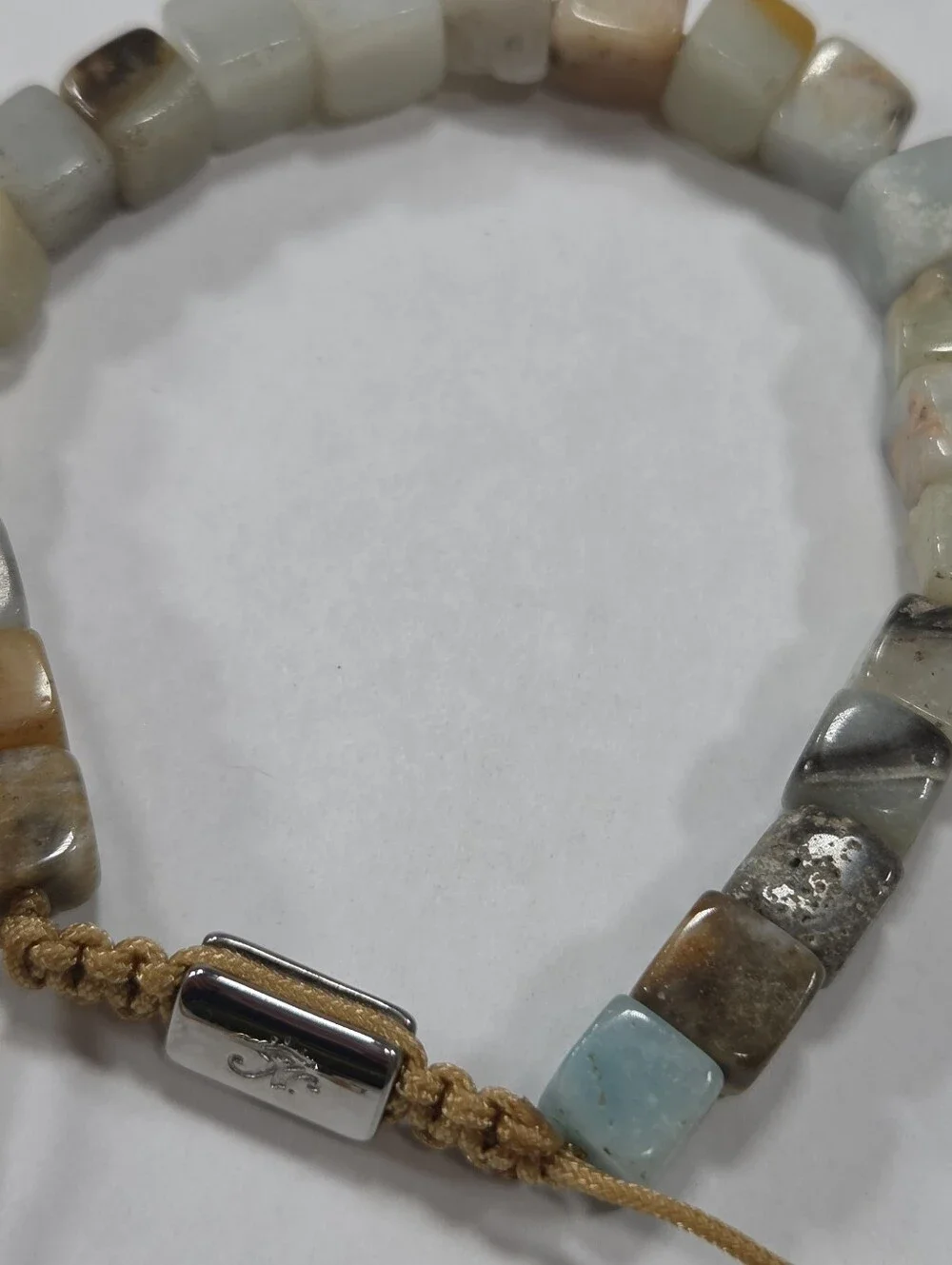 🆕️ NOGU Amazonia Silver Gemstone Pebble Macrame Bracelet